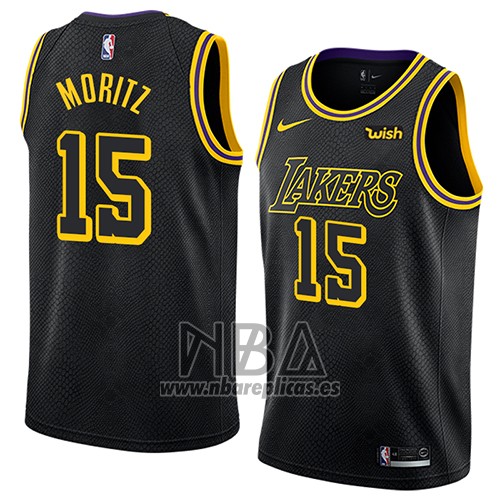 Camiseta Los Angeles Lakers Moritz Wagner NO 15 Ciudad 2017-18 Negro